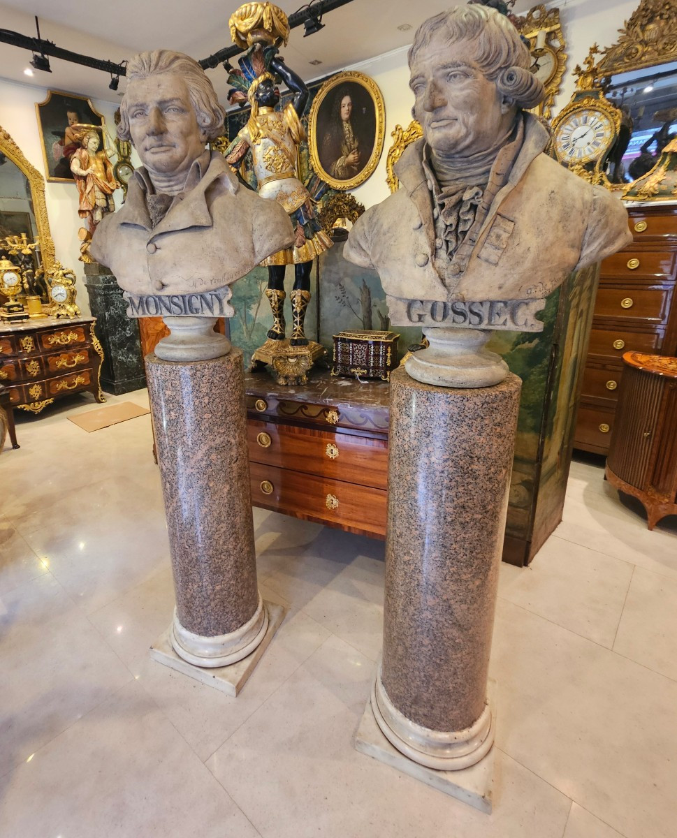 Large Busts Of "gossec" And "monsigny" Signed "detombay" 19th Century -photo-4