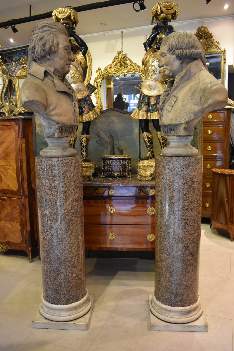 Large Busts Of "gossec" And "monsigny" Signed "detombay" 19th Century -photo-5