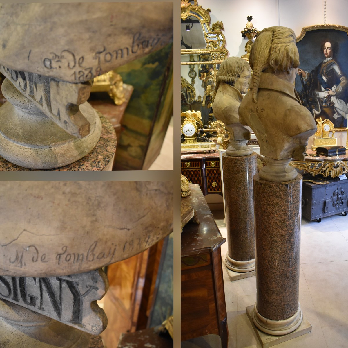 Large Busts Of "gossec" And "monsigny" Signed "detombay" 19th Century -photo-8