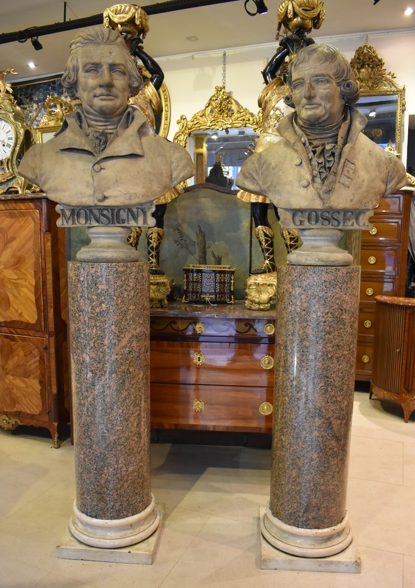 Large Busts Of "gossec" And "monsigny" Signed "detombay" 19th Century 