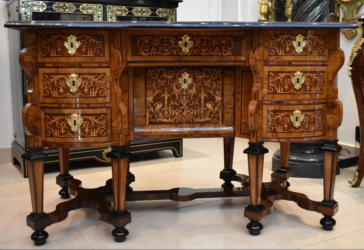 Mazarin Marquetry Desk, Louis XIV Period, 17th Century-photo-6