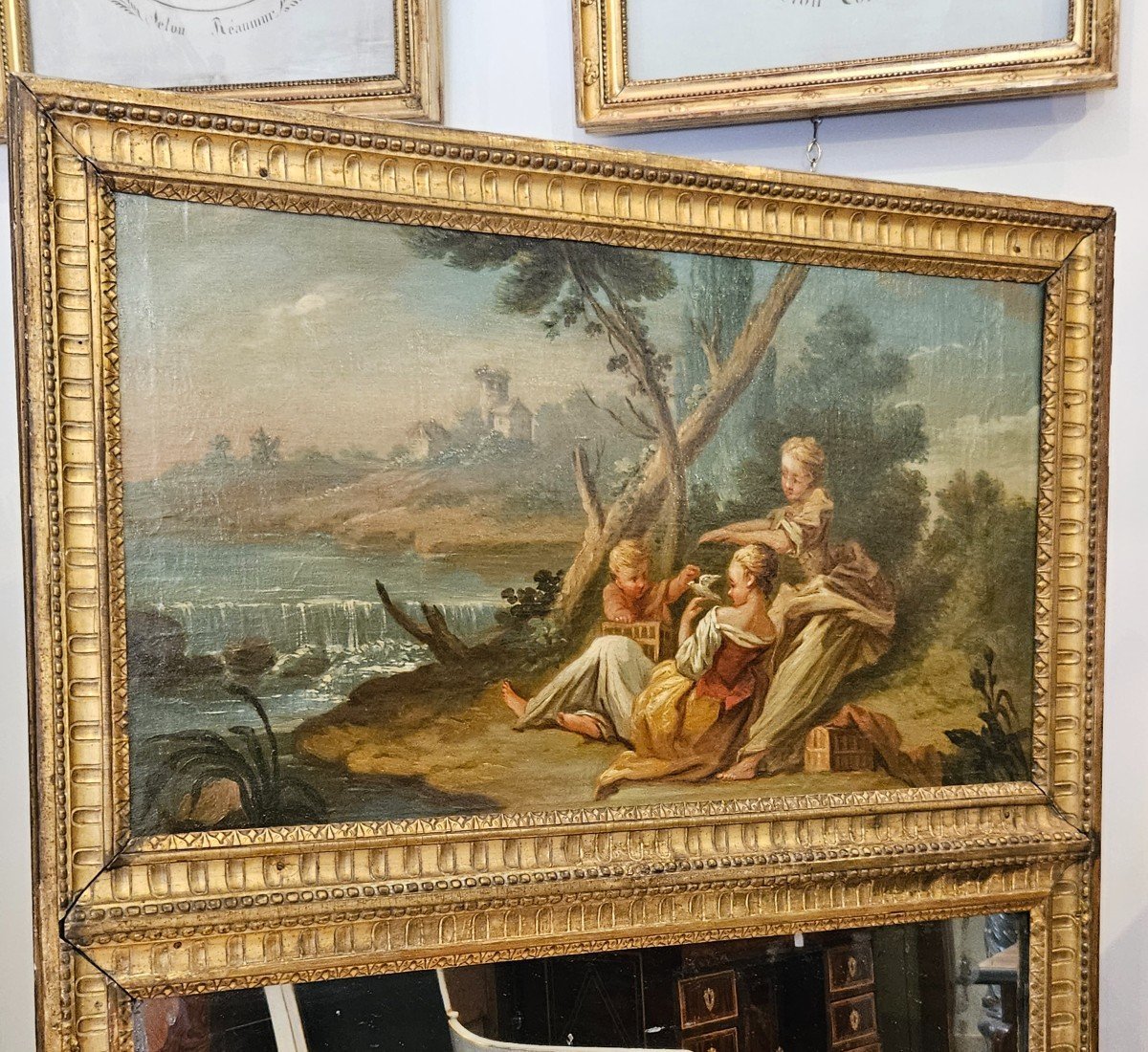 Trumeau En Bois Sculpté Et Doré Epoque Louis XVI XVIII ème-photo-3