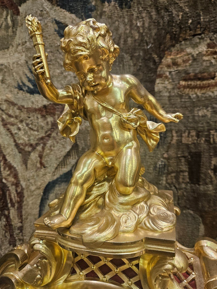 Important Cartel En Bronze Doré Signé"Henry Dasson 1886" XIX ème-photo-3