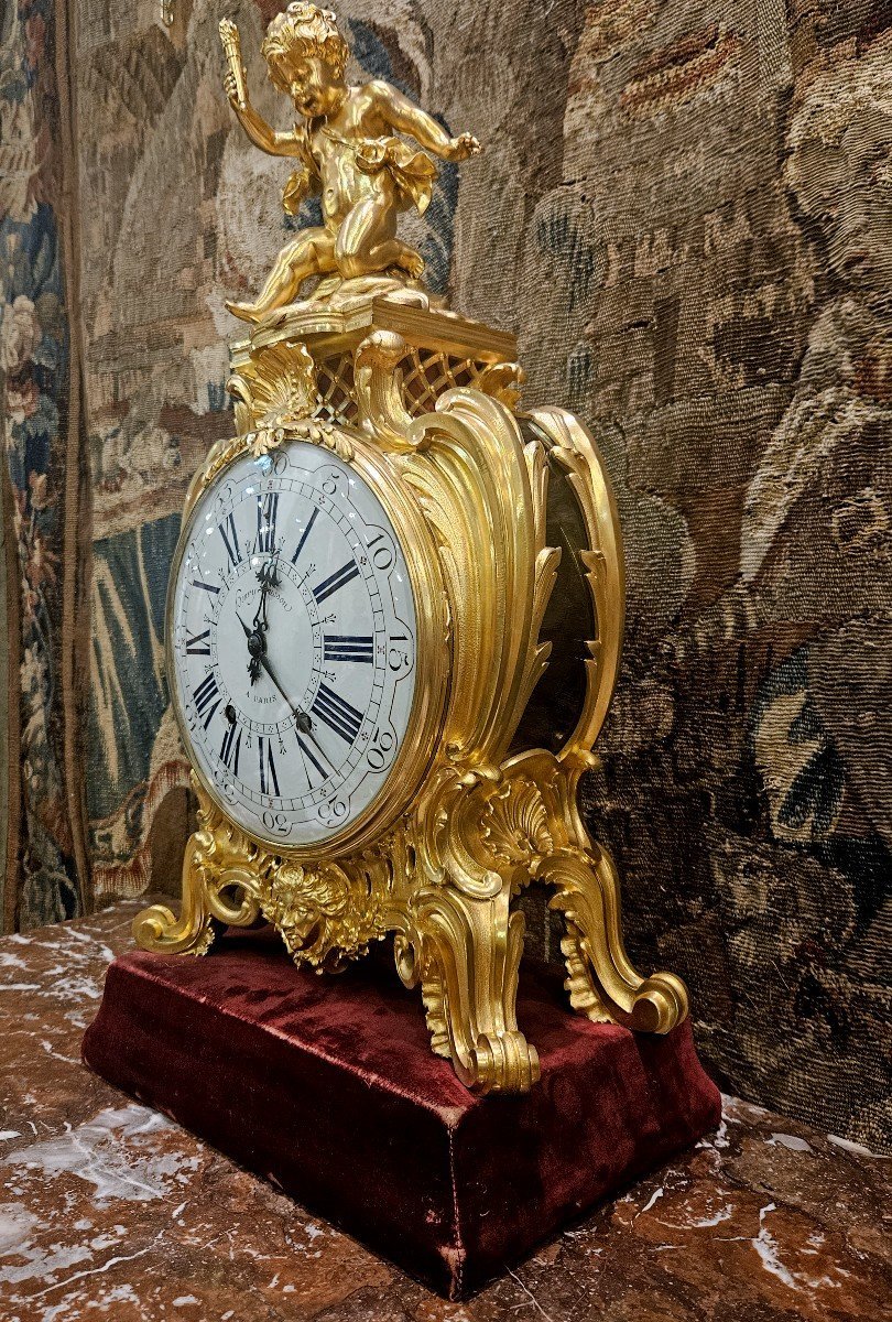 Important Cartel En Bronze Doré Signé"Henry Dasson 1886" XIX ème-photo-4