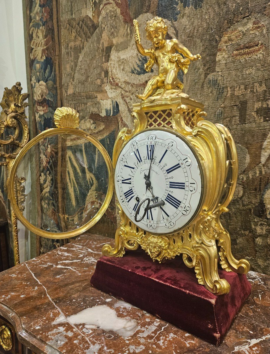 Important Cartel En Bronze Doré Signé"Henry Dasson 1886" XIX ème-photo-2