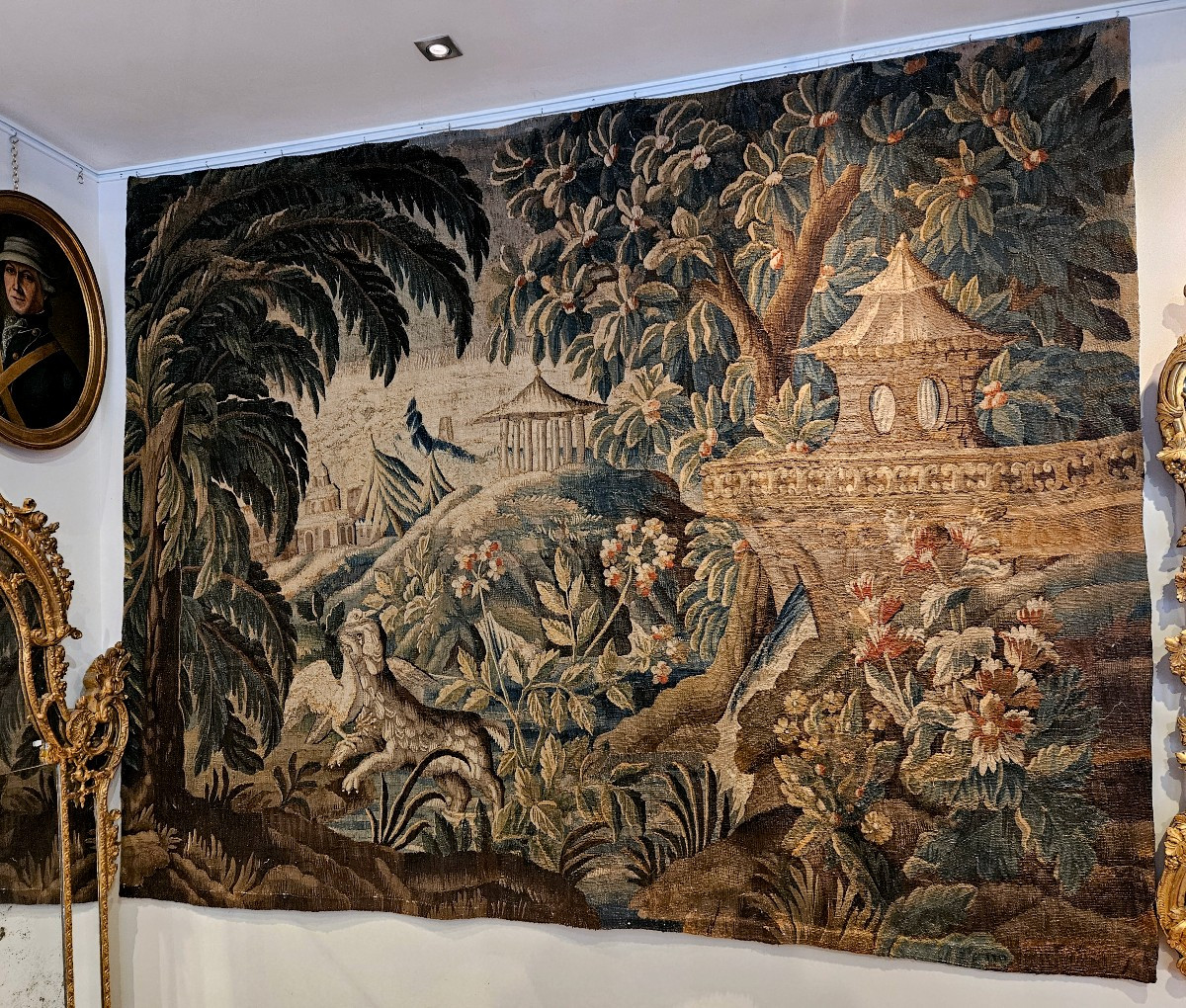Tapisserie Aubusson "Verdure Aux Pagodes " D'Après J.B Pillement Époque Louis XV XVIII ème-photo-2