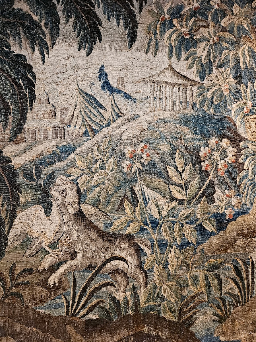 Tapisserie Aubusson "Verdure Aux Pagodes " D'Après J.B Pillement Époque Louis XV XVIII ème-photo-3