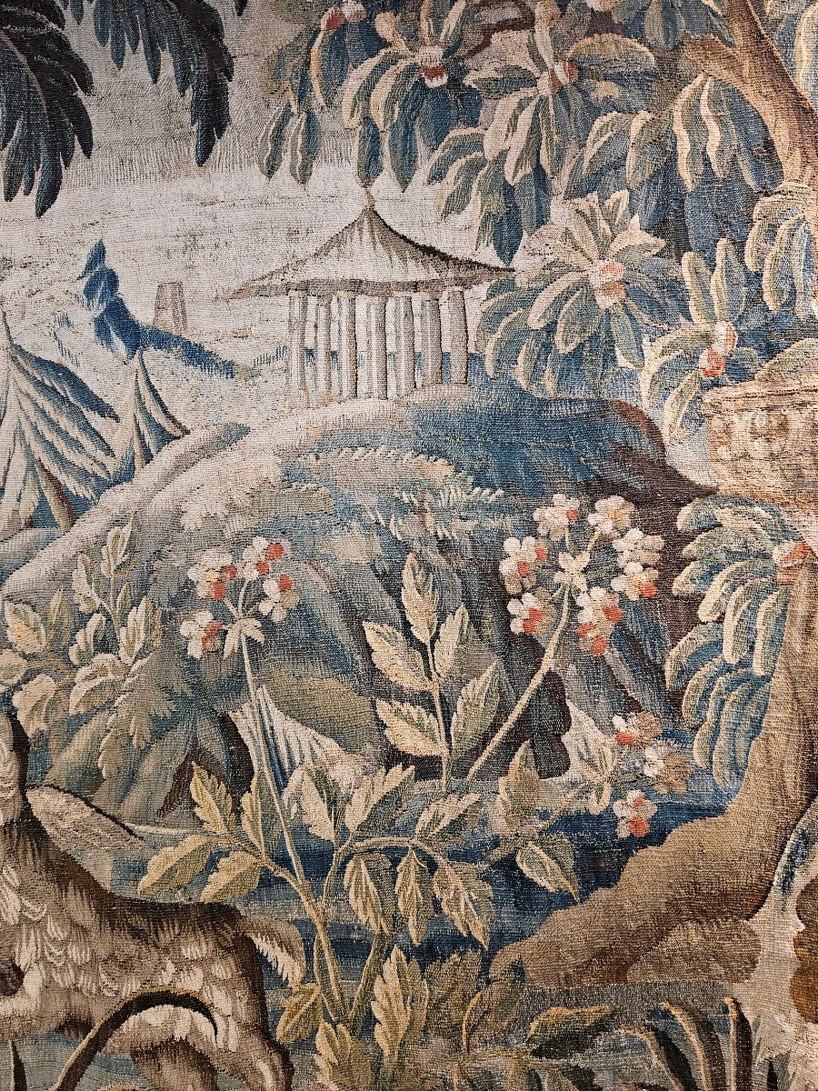 Tapisserie Aubusson "Verdure Aux Pagodes " D'Après J.B Pillement Époque Louis XV XVIII ème-photo-4
