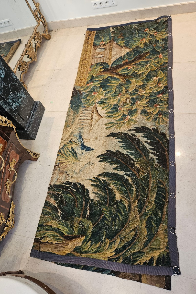 Tapisserie Aubusson "Verdure Aux Pagodes " D'Après J.B Pillement Époque Louis XV XVIII ème-photo-7