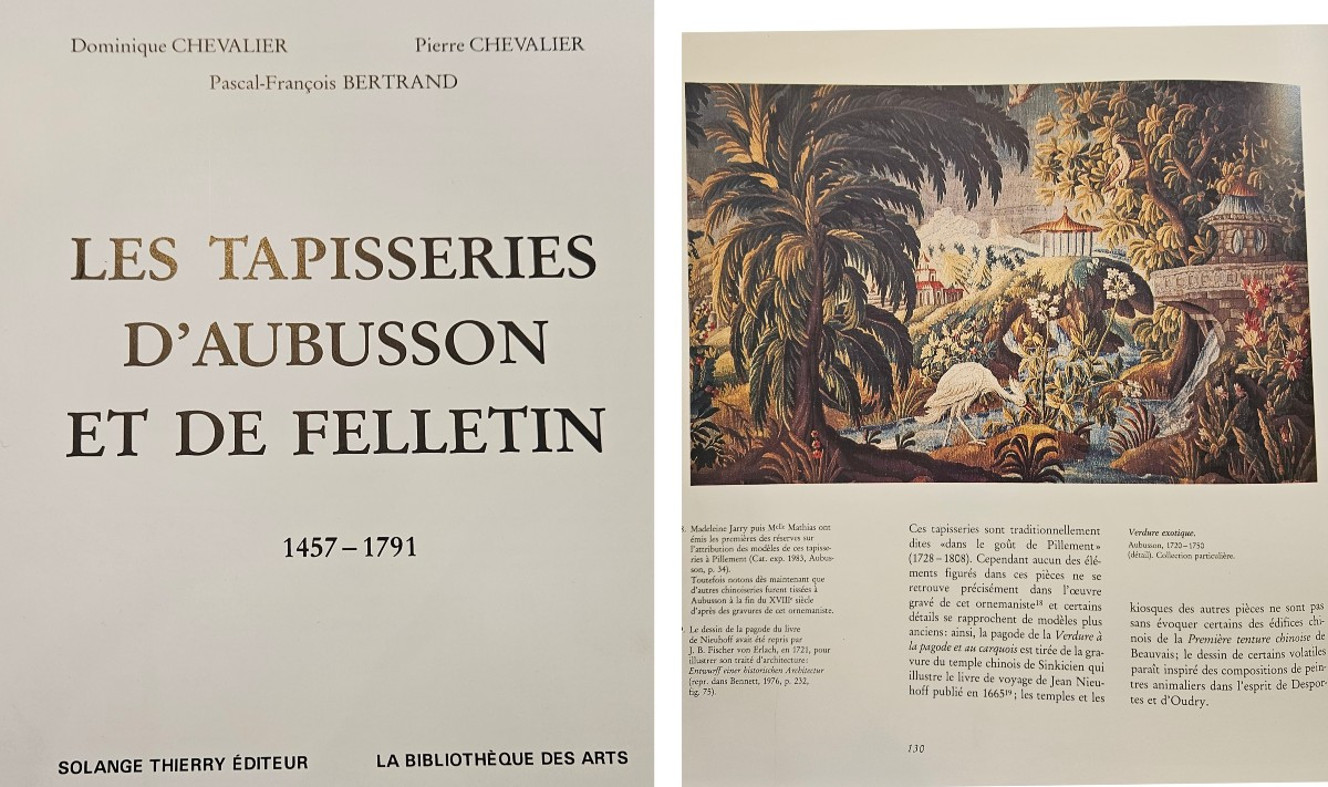Tapisserie Aubusson "Verdure Aux Pagodes " D'Après J.B Pillement Époque Louis XV XVIII ème-photo-8