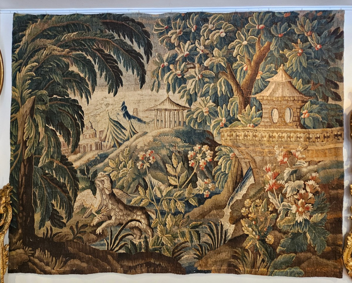 Tapisserie Aubusson "Verdure Aux Pagodes " D'Après J.B Pillement Époque Louis XV XVIII ème