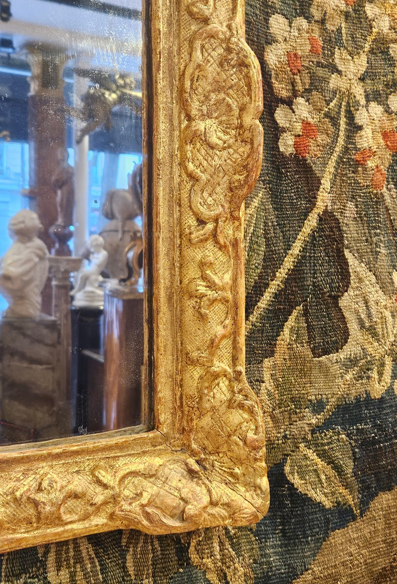 Miroir En Chêne Sculpté Et Doré Epoque Régence Début XVIII ème-photo-3