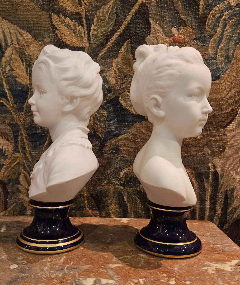 "les Enfants Brongniart" d'Après Houdon Par Tharaud Limoges Début XX ème -photo-2
