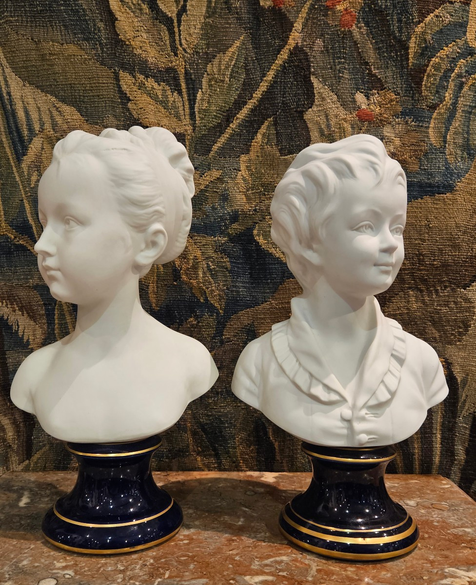 "les Enfants Brongniart" d'Après Houdon Par Tharaud Limoges Début XX ème -photo-4