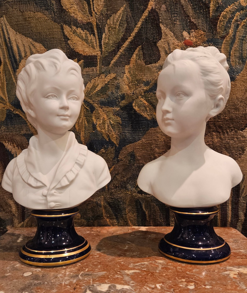 "les Enfants Brongniart" d'Après Houdon Par Tharaud Limoges Début XX ème 