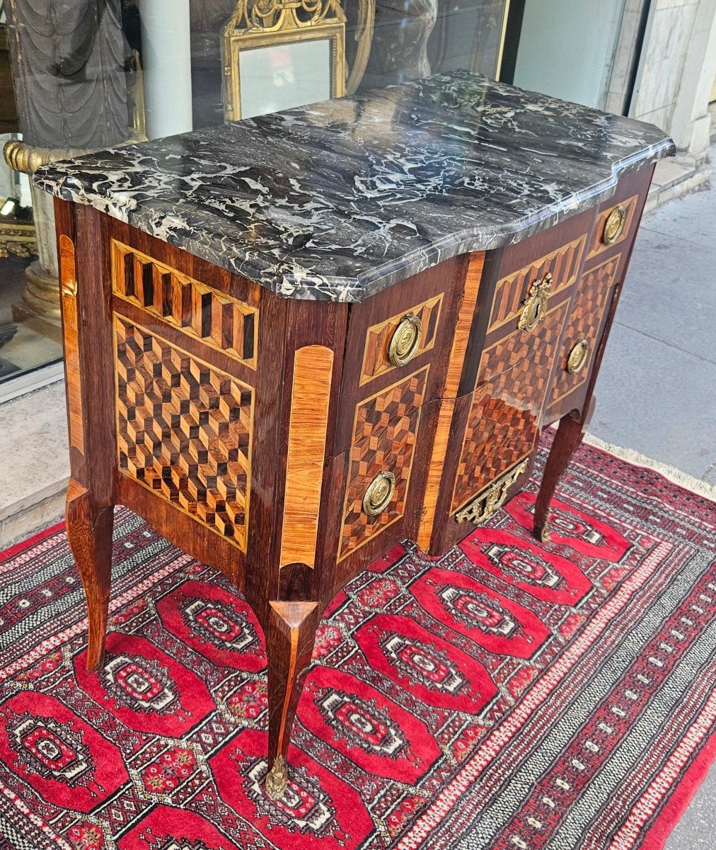 Commode En Marqueterie Cube Epoque Transition XVIII ème-photo-4