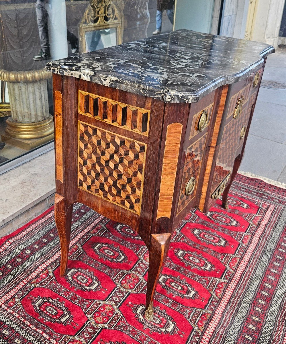 Commode En Marqueterie Cube Epoque Transition XVIII ème-photo-5