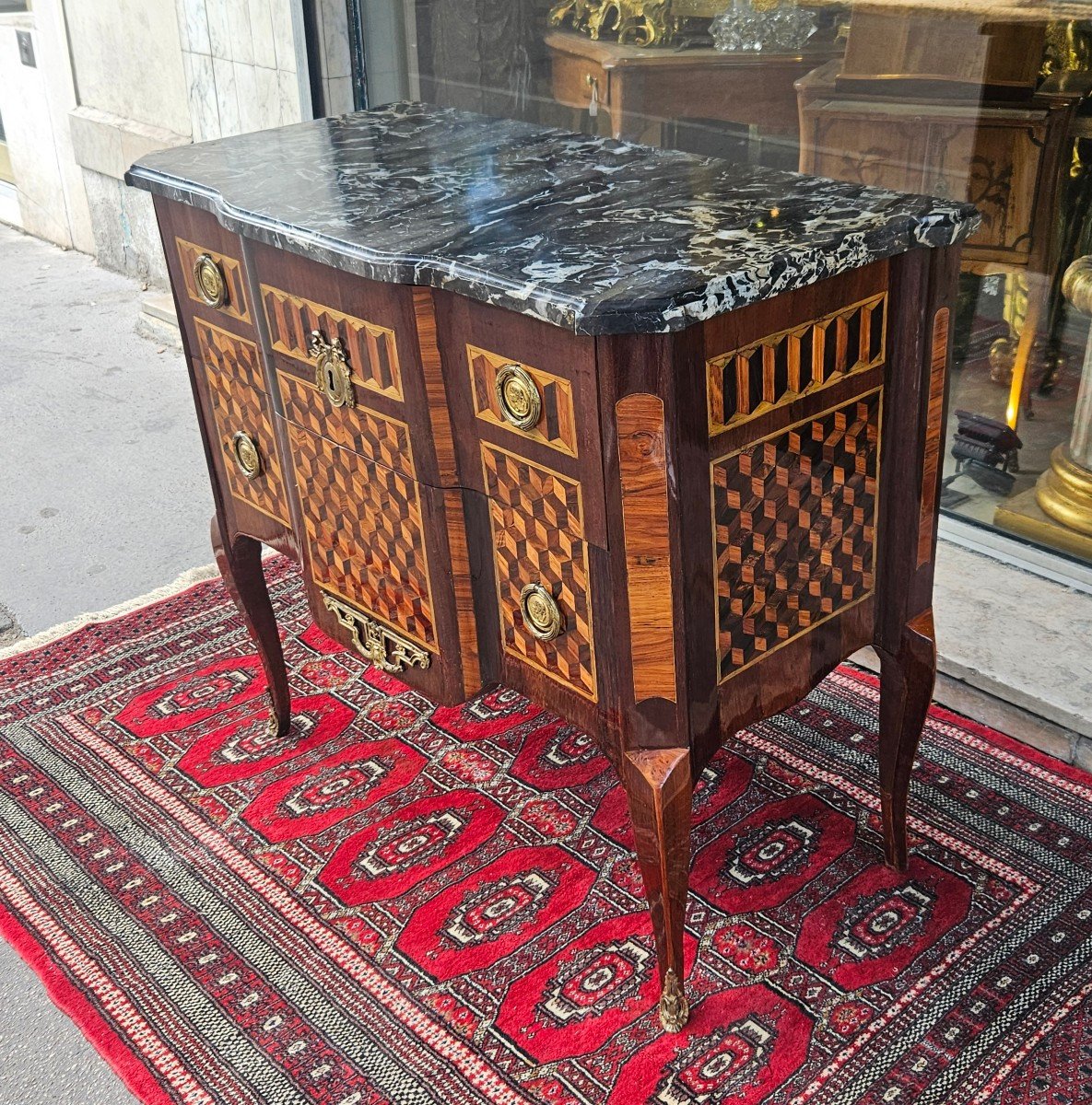 Commode En Marqueterie Cube Epoque Transition XVIII ème-photo-6