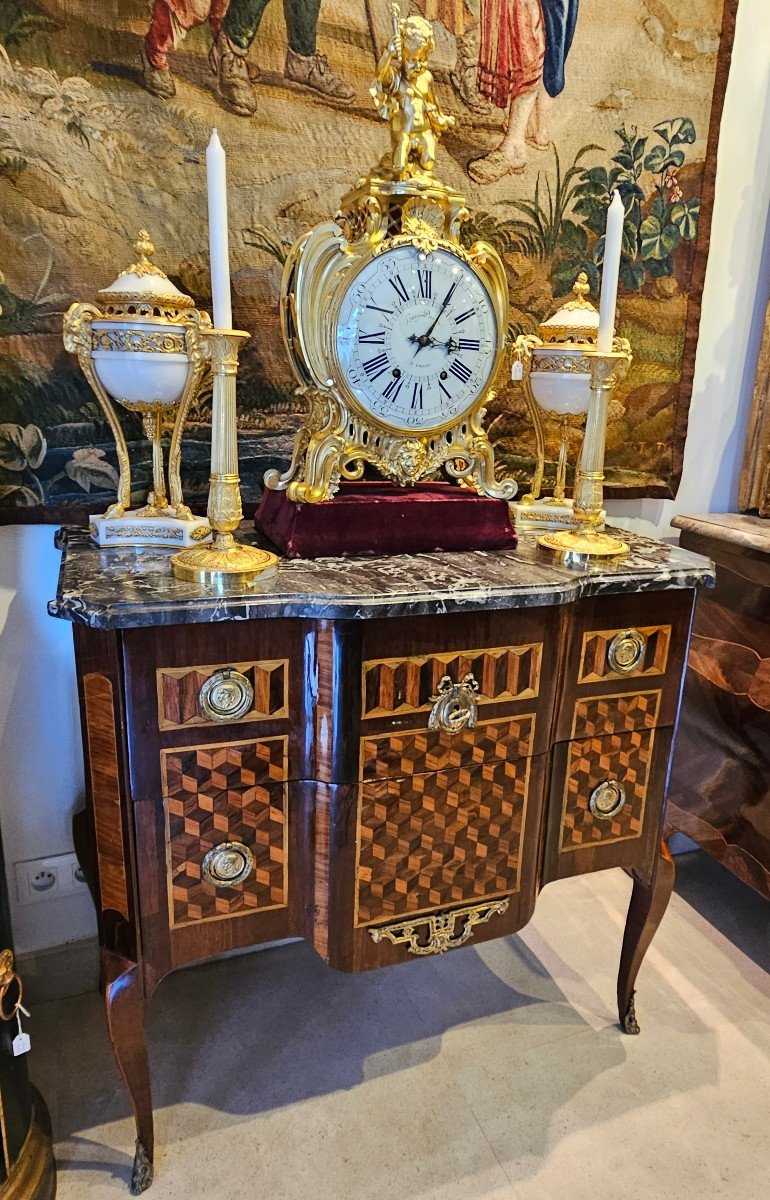 Commode En Marqueterie Cube Epoque Transition XVIII ème-photo-8