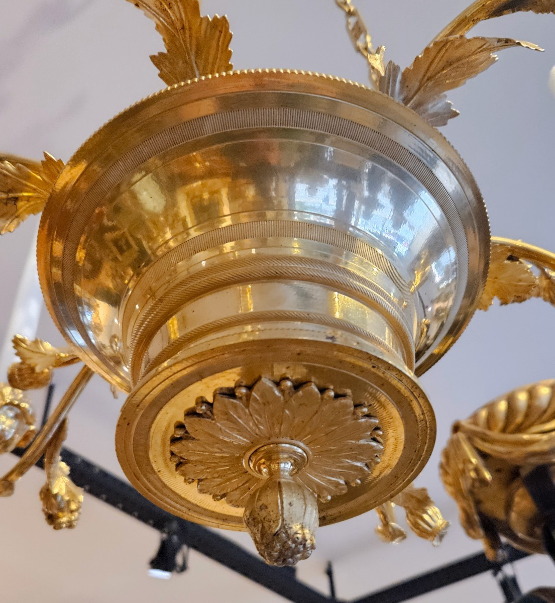 Lustre En Bronze Doré Epoque Charles X Début XIXème-photo-3