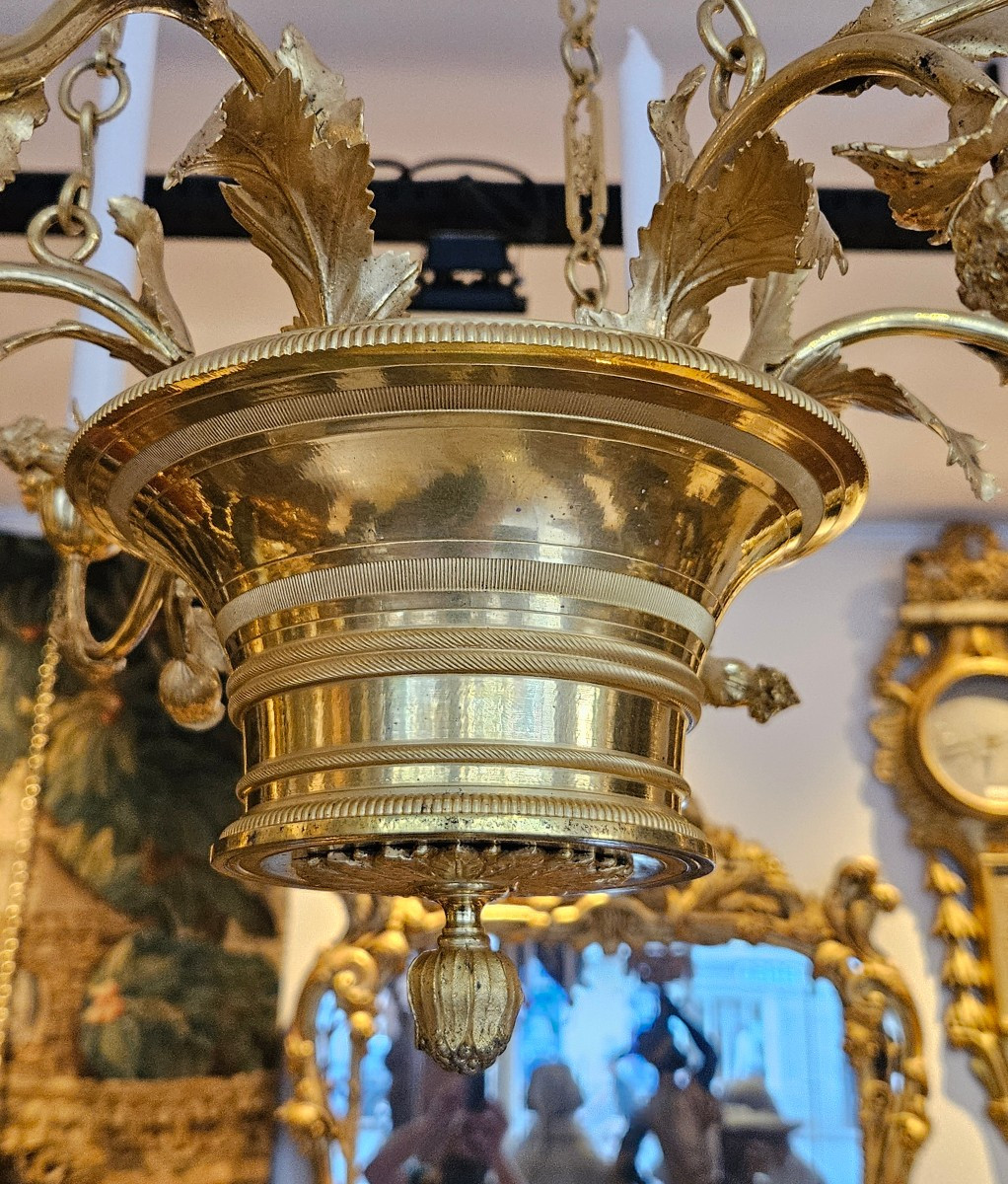 Lustre En Bronze Doré Epoque Charles X Début XIXème-photo-2