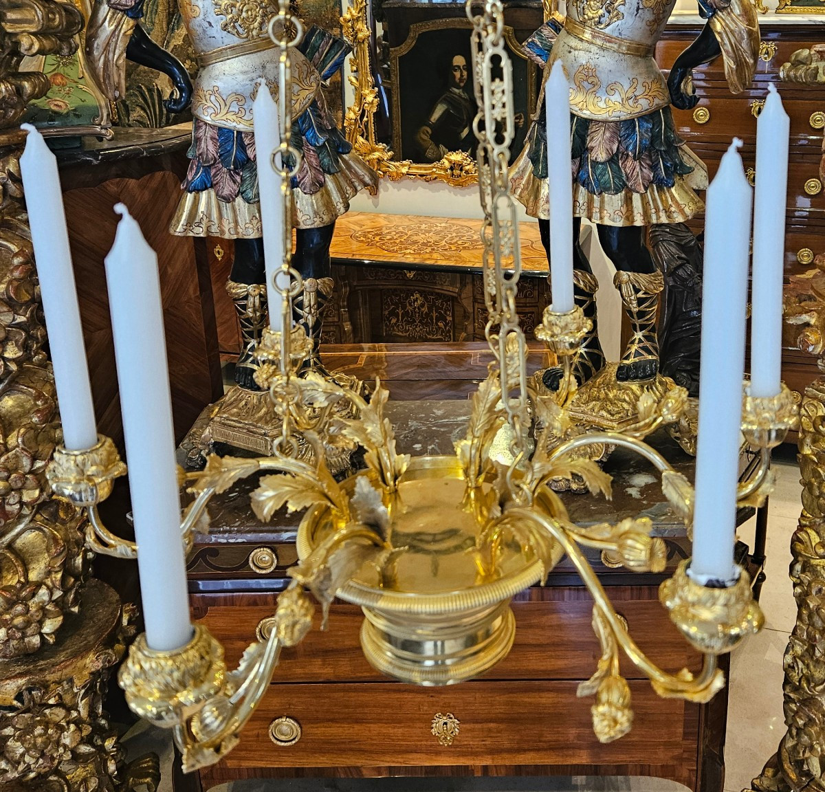 Lustre En Bronze Doré Epoque Charles X Début XIXème-photo-5