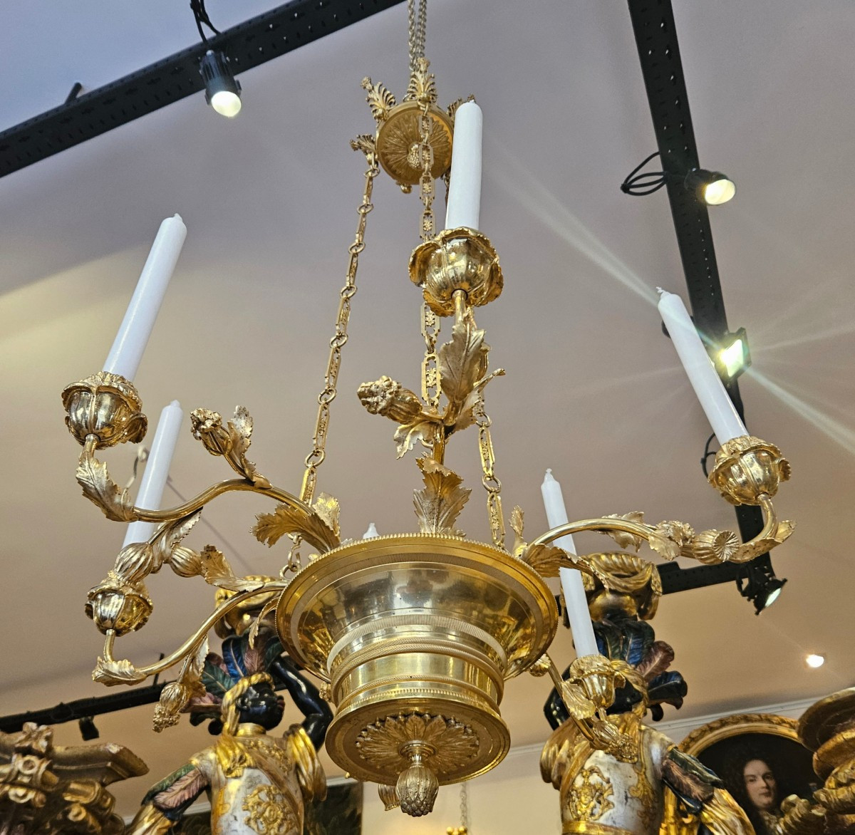 Lustre En Bronze Doré Epoque Charles X Début XIXème-photo-7