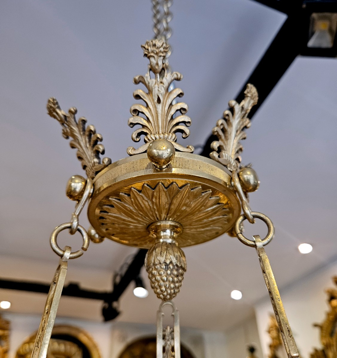 Lustre En Bronze Doré Epoque Charles X Début XIXème-photo-8