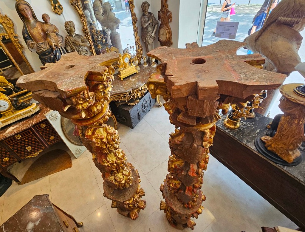 Pair Of Large Gilded Bronze Torso Columns 18th Century-photo-7