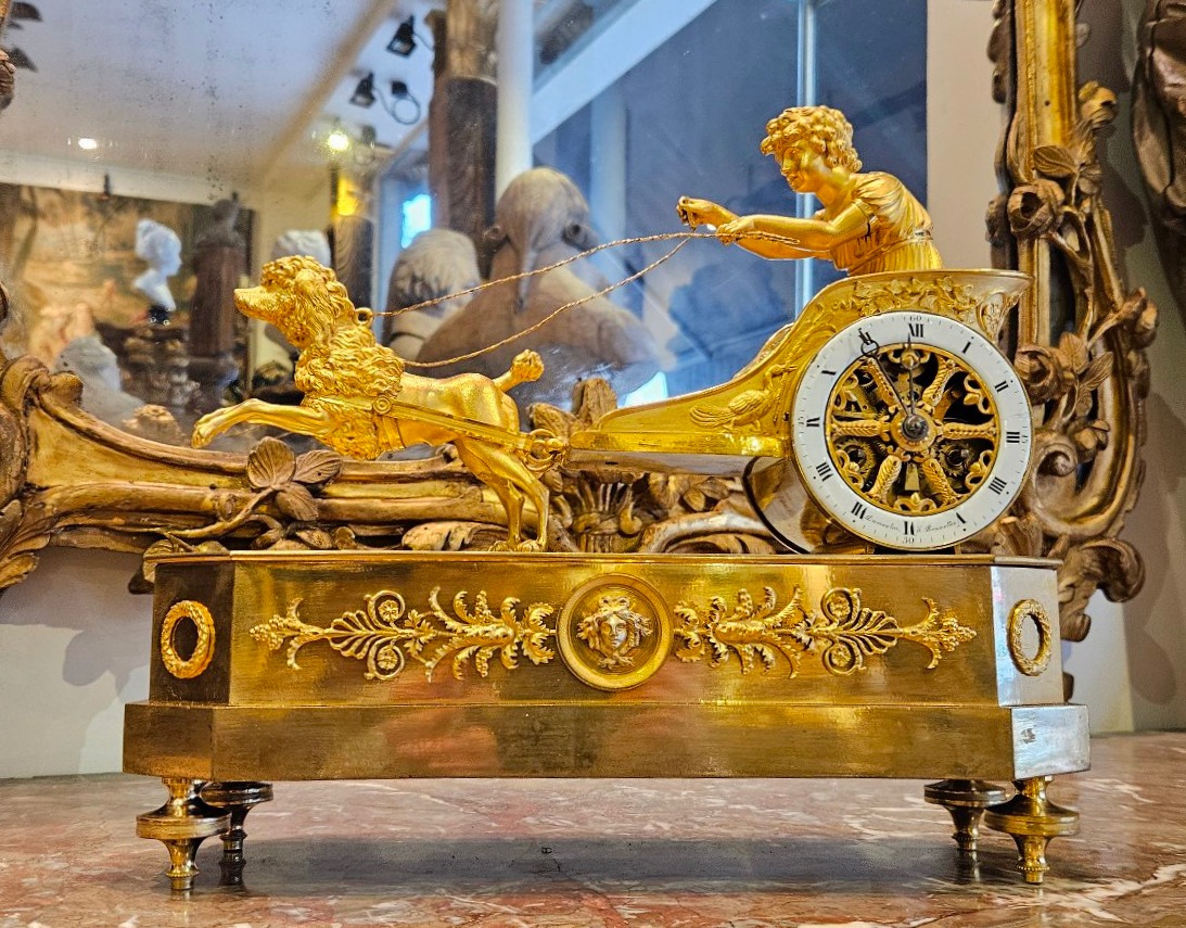 Chariot Clock Empire Period Early 19th Century-photo-3