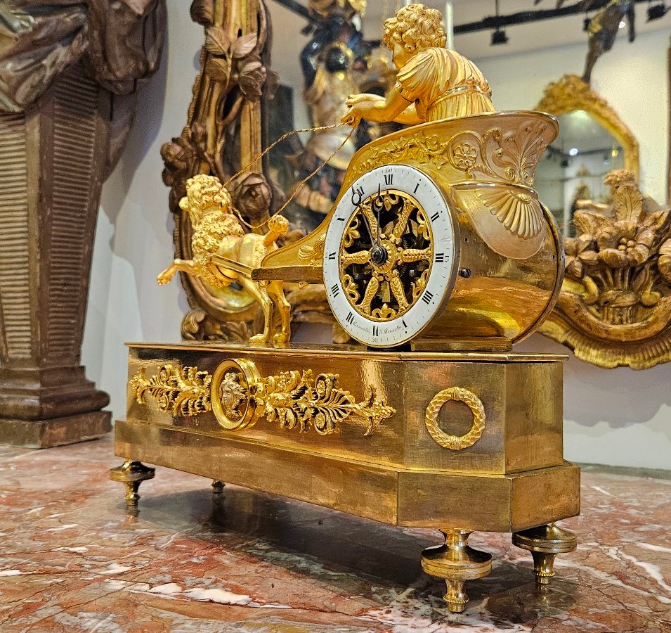 Chariot Clock Empire Period Early 19th Century-photo-4