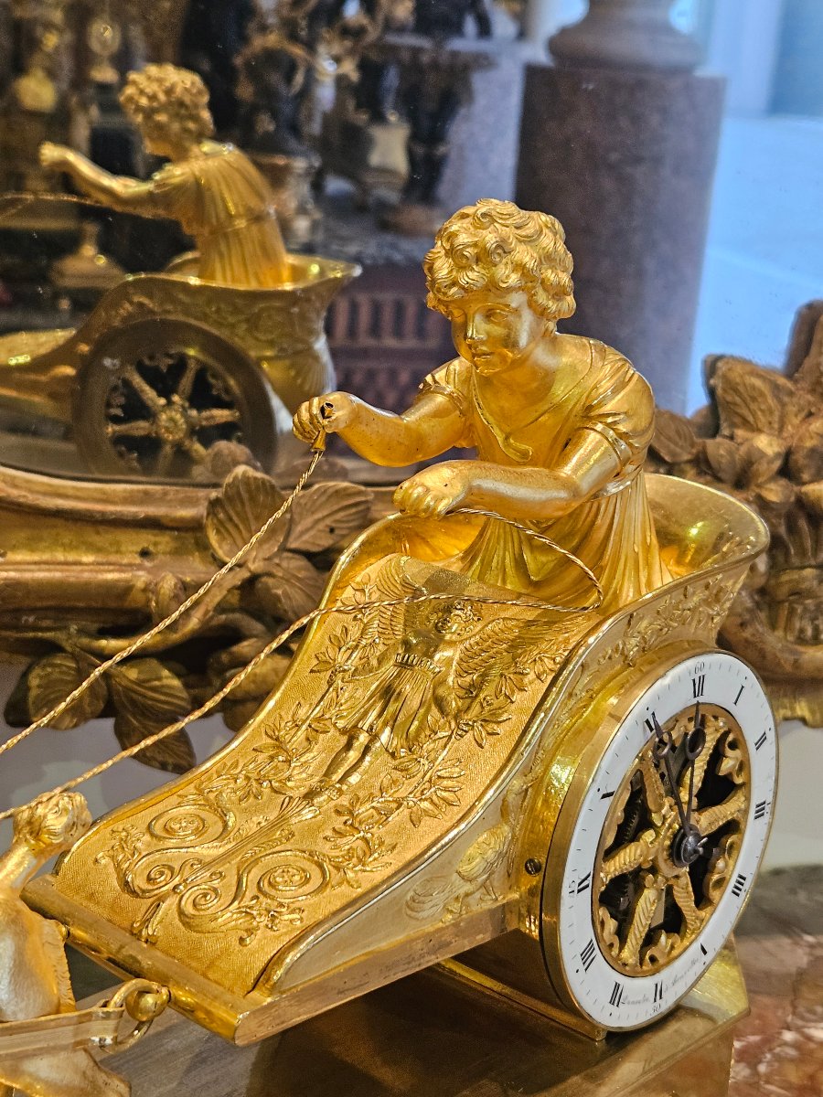 Chariot Clock Empire Period Early 19th Century-photo-2