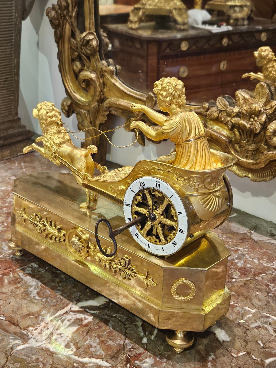 Chariot Clock Empire Period Early 19th Century-photo-4