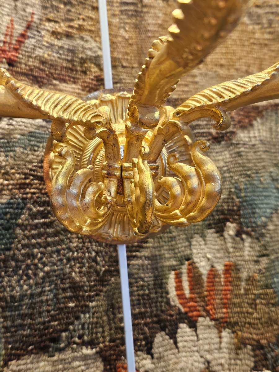 Paire D'Appliques En Bronze Doré Epoque Restauration XIXème -photo-3