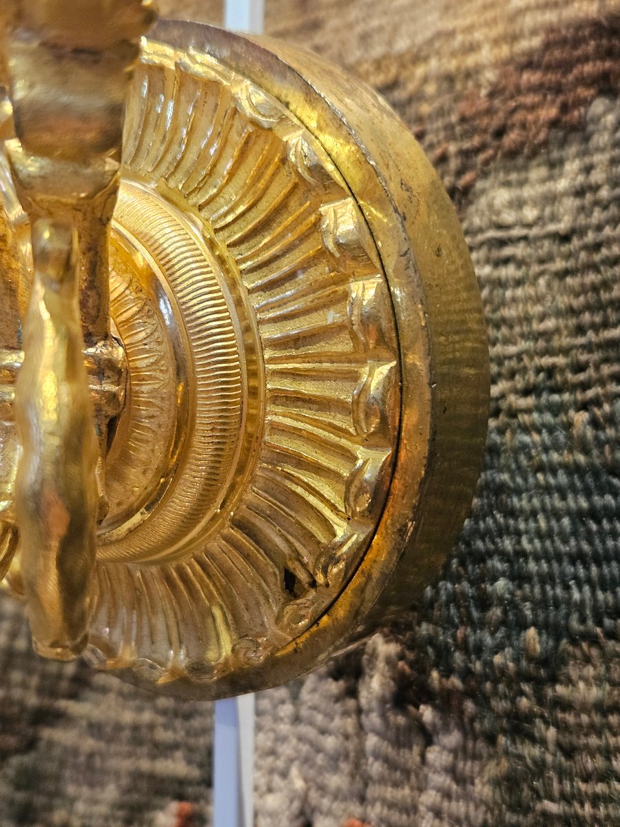 Paire D'Appliques En Bronze Doré Epoque Restauration XIXème -photo-4