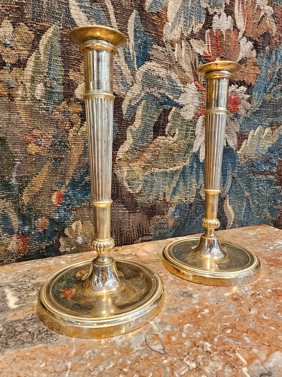 Paire de Flambeaux En Carquois En Bronze Doré Epoque Consulat XVIII ème-photo-2