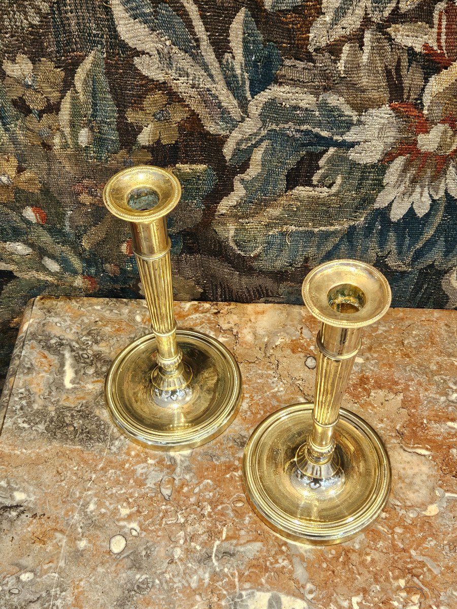 Paire de Flambeaux En Carquois En Bronze Doré Epoque Consulat XVIII ème-photo-4