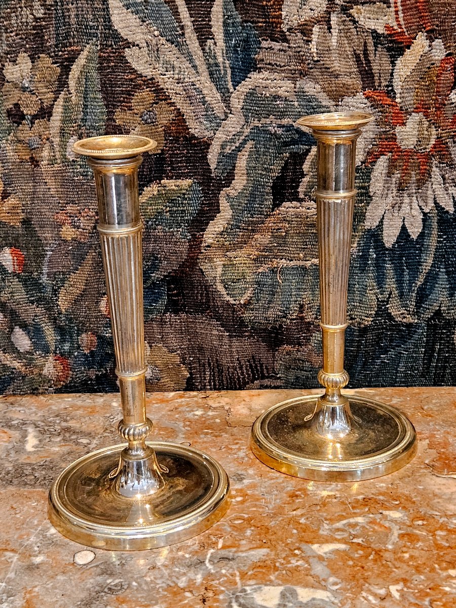 Paire de Flambeaux En Carquois En Bronze Doré Epoque Consulat XVIII ème-photo-5