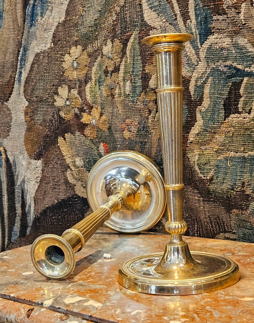 Paire de Flambeaux En Carquois En Bronze Doré Epoque Consulat XVIII ème