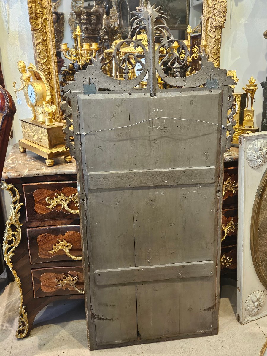 Grand Miroir En Bois Sculpté Et Doré Époque Louis XVI XVIII ème -photo-8