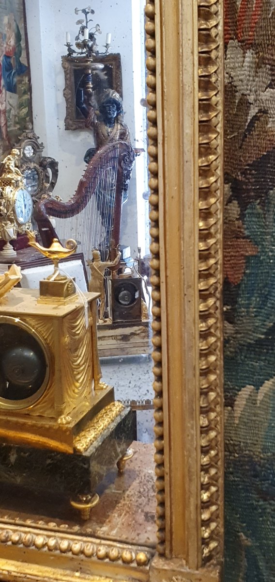 Large Carved And Gilded Wooden Mirror, Louis XVI Period, 18th Century -photo-6