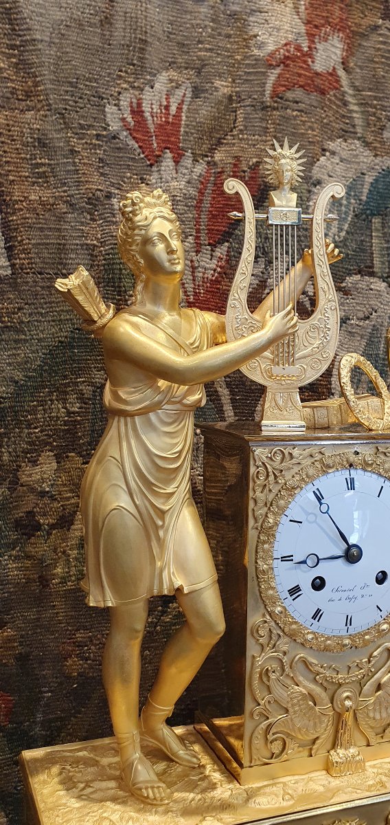  Importante Pendule Mythologique "Diane Chasseresse" Epoque Charles X Début XIX ème-photo-4