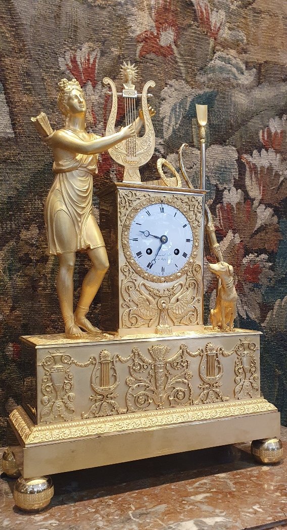  Importante Pendule Mythologique "Diane Chasseresse" Epoque Charles X Début XIX ème