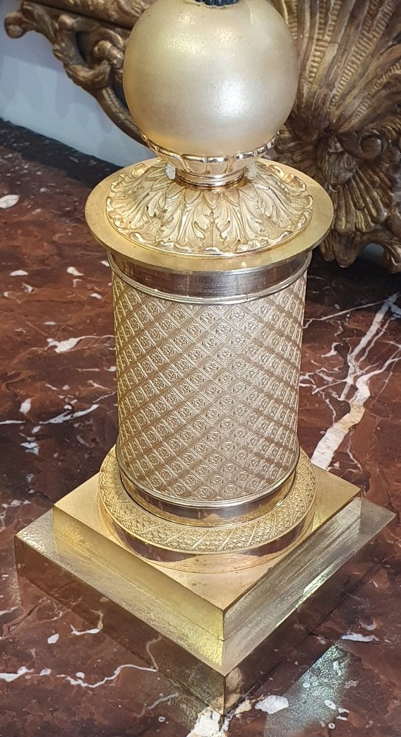 Paire De Grands Candélabres "Aux Victoires Ailées" Signées Pierre Chibout Epoque Empire XIX ème-photo-4