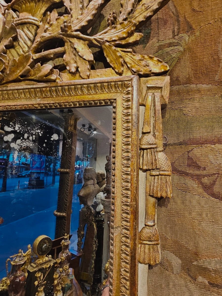 Grand Miroir En Bois Sculpté Et Doré Époque Louis XVI XVIII ème-photo-4