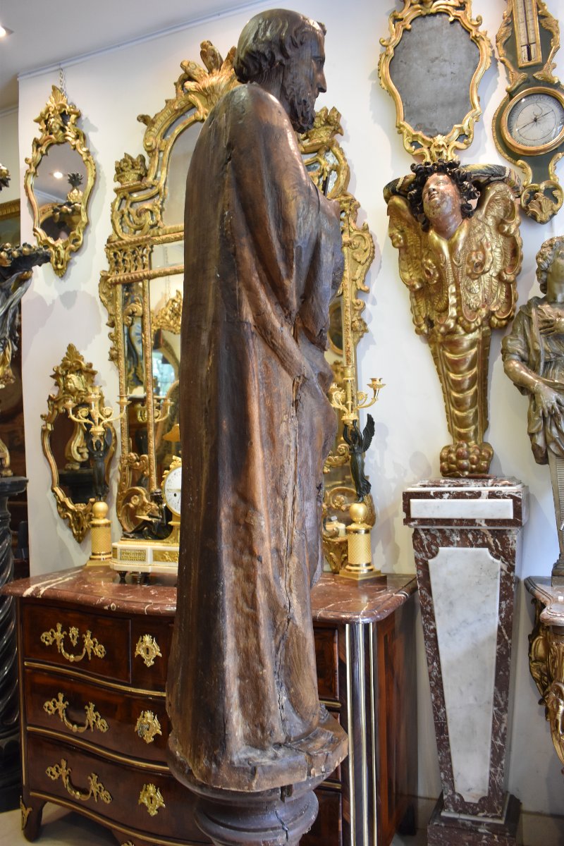 Important 17th-century Linden Wood Sculptures Of "saint Peter" -photo-4