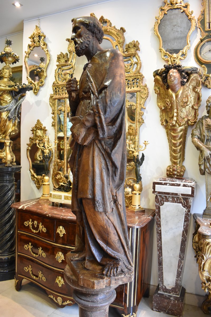 Important 17th-century Linden Wood Sculptures Of "saint Peter" -photo-5
