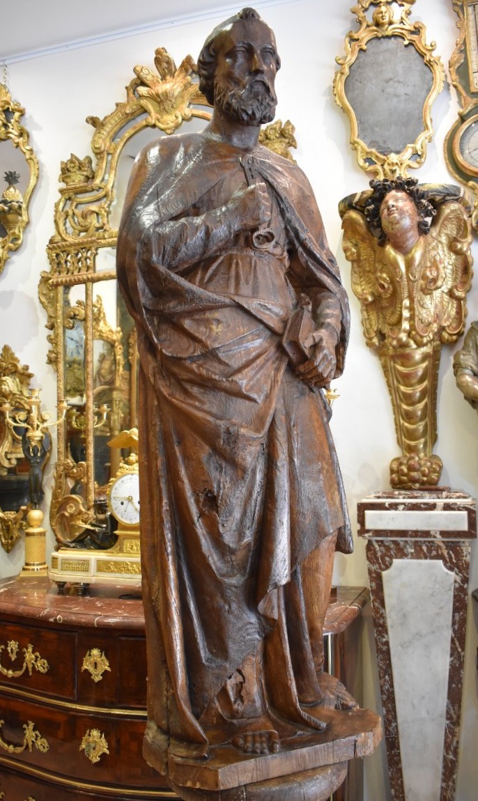 Important 17th-century Linden Wood Sculptures Of "saint Peter" -photo-2