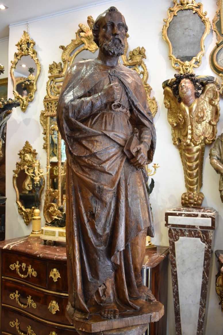 Important 17th-century Linden Wood Sculptures Of "saint Peter" 