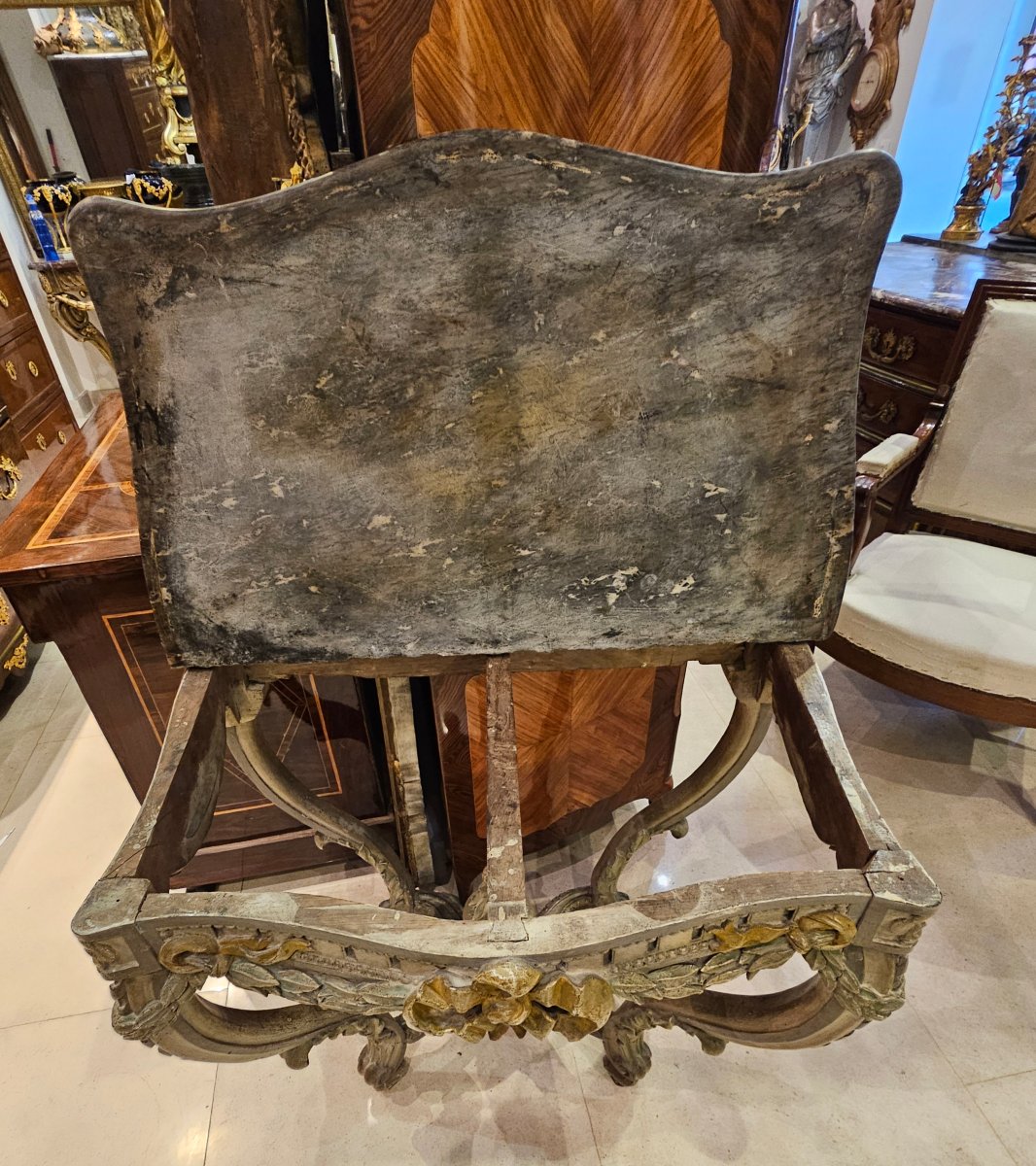 Polychrome Carved Oak Console Table, 18th-century Transition Period.-photo-6